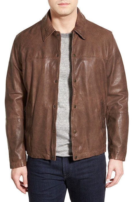 Cole Haan Lambskin Leather Shirt Jacket